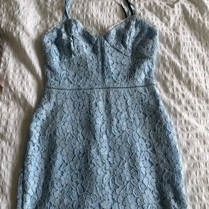 Light blue lace mini dress